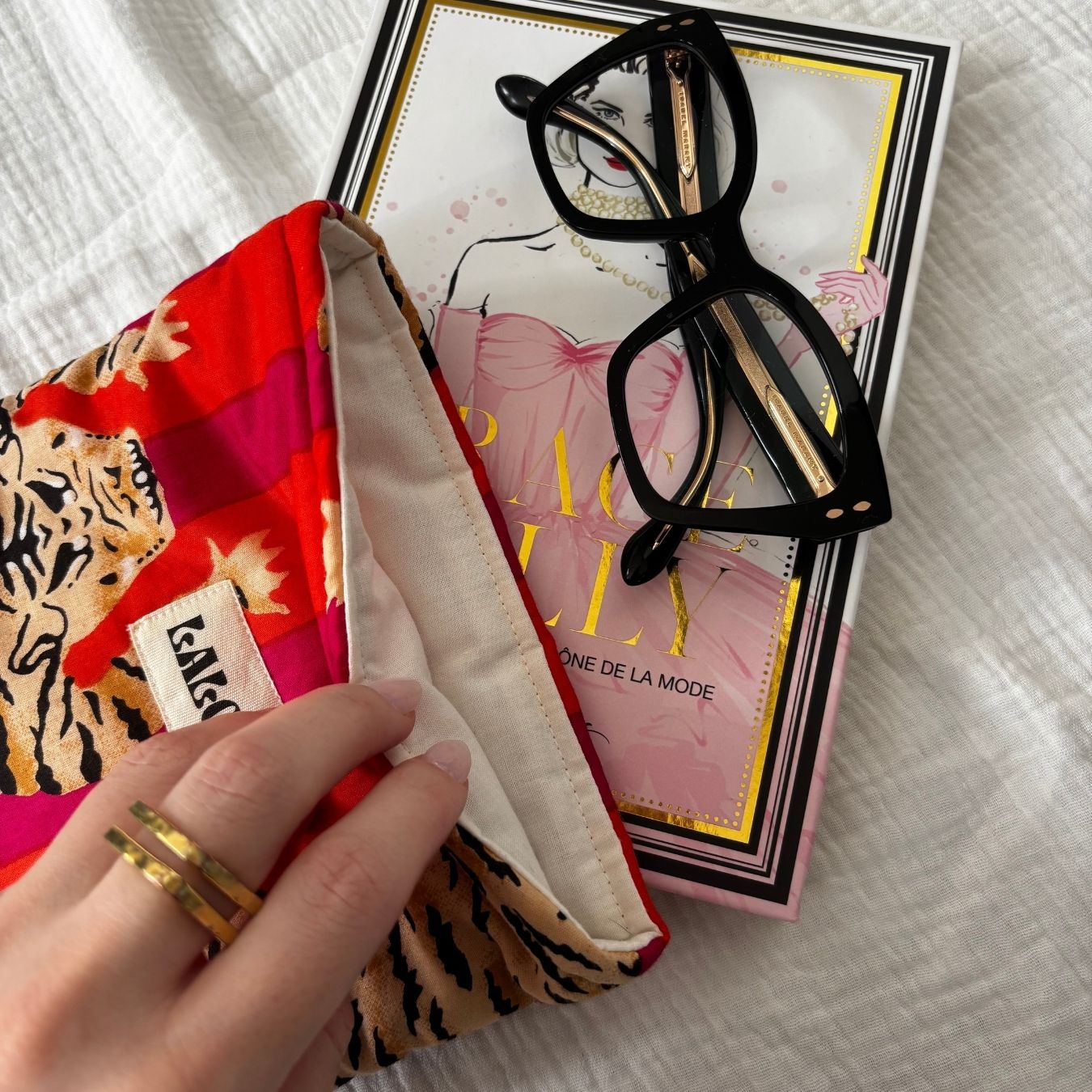 Housse de livre - Tigres Orange et Rose